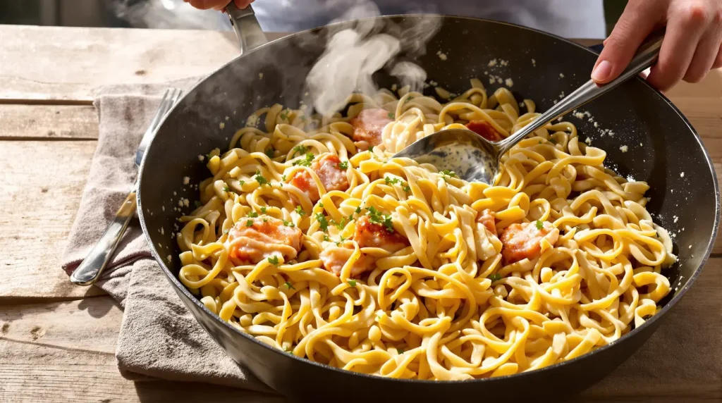 Fini la crème fraîche : les meilleures pâtes au saumon se préparent avec ça