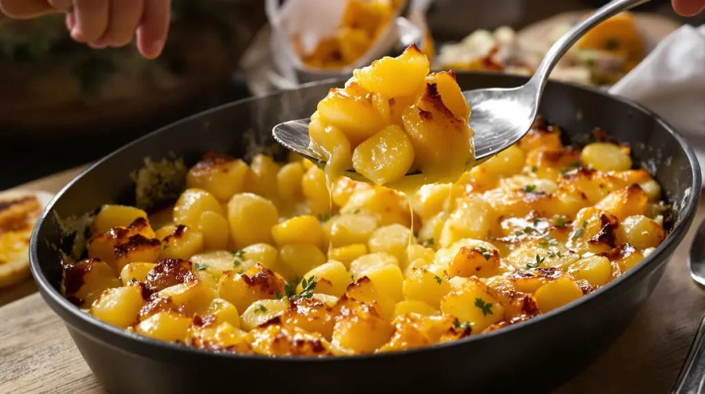 J’ai fait le gratin ultra simple : pommes, oignons, bouillon, plus gourmand qu’un dauphinois